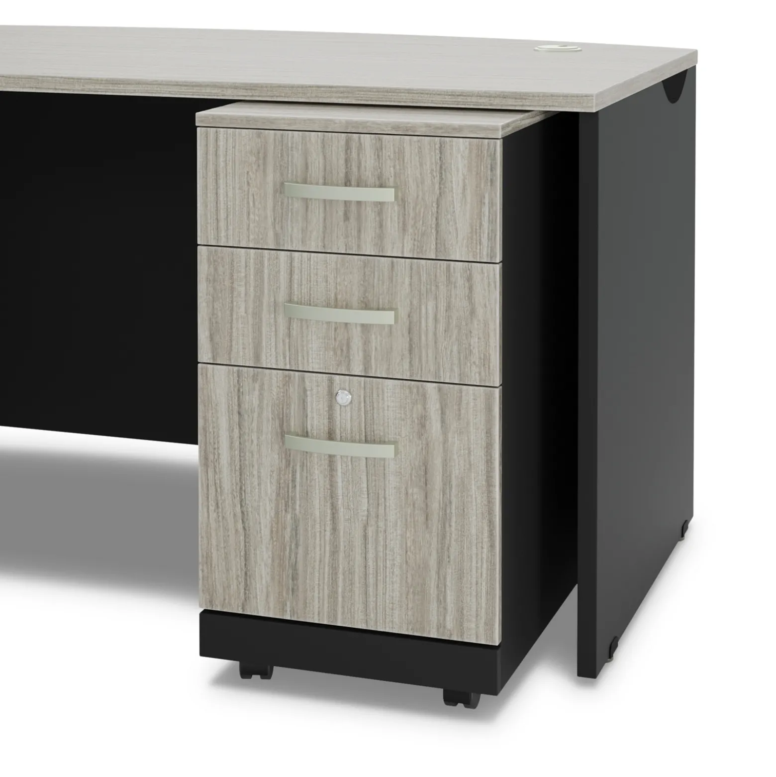 Via U-Shaped Bowfront Desk with Hutch - 72"W x 107"D