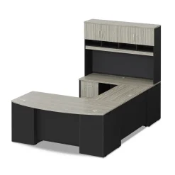 Via U-Shaped Bowfront Desk with Hutch - 72