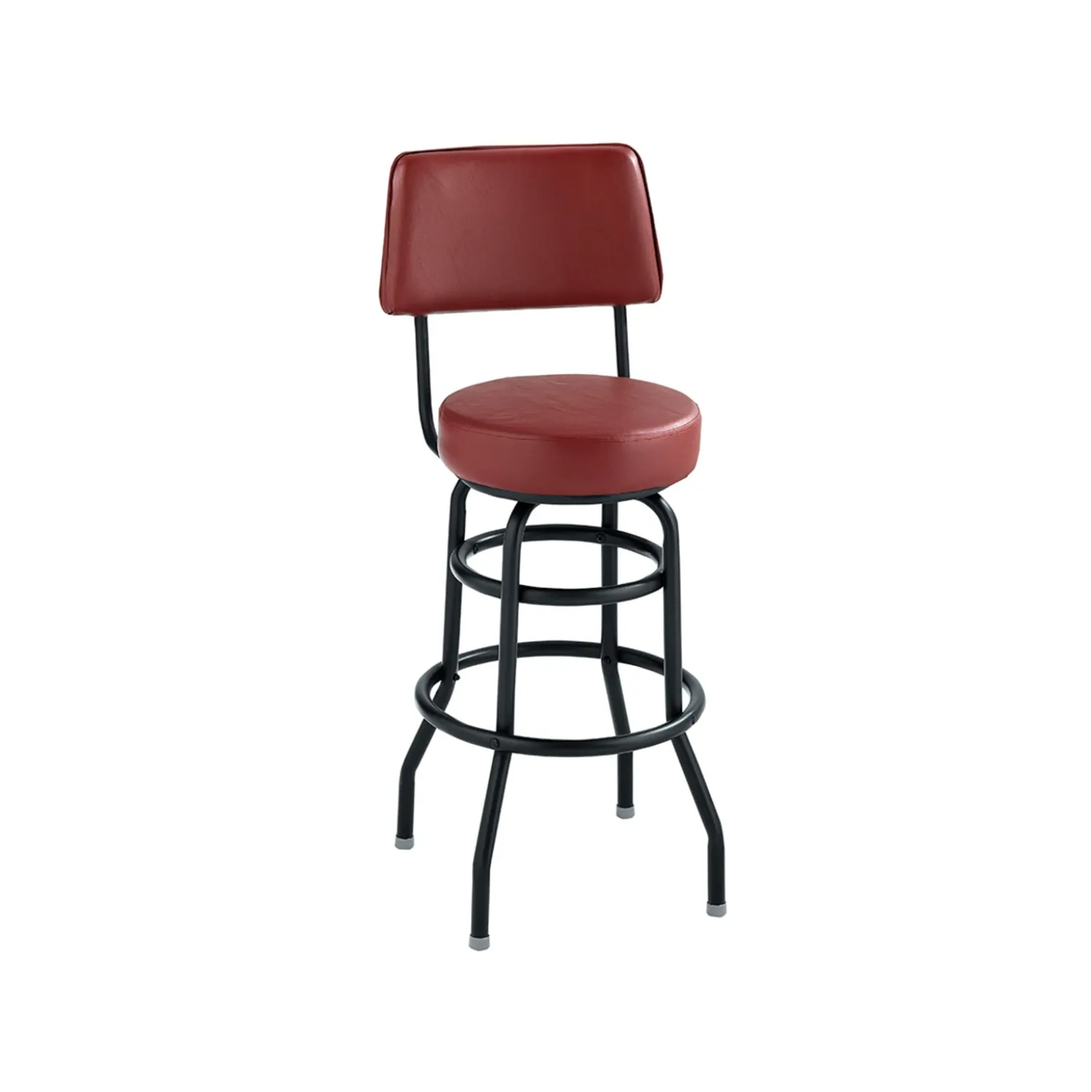 Vinyl Barstool with Black Frame and Back Rest