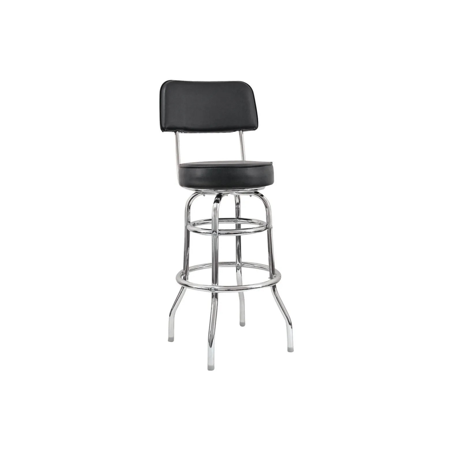 Vinyl Barstool with Chrome Frame and Back Rest