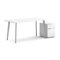 Voi Angled Leg Writing Desk w/ Pedestal - 60"W x 30"D