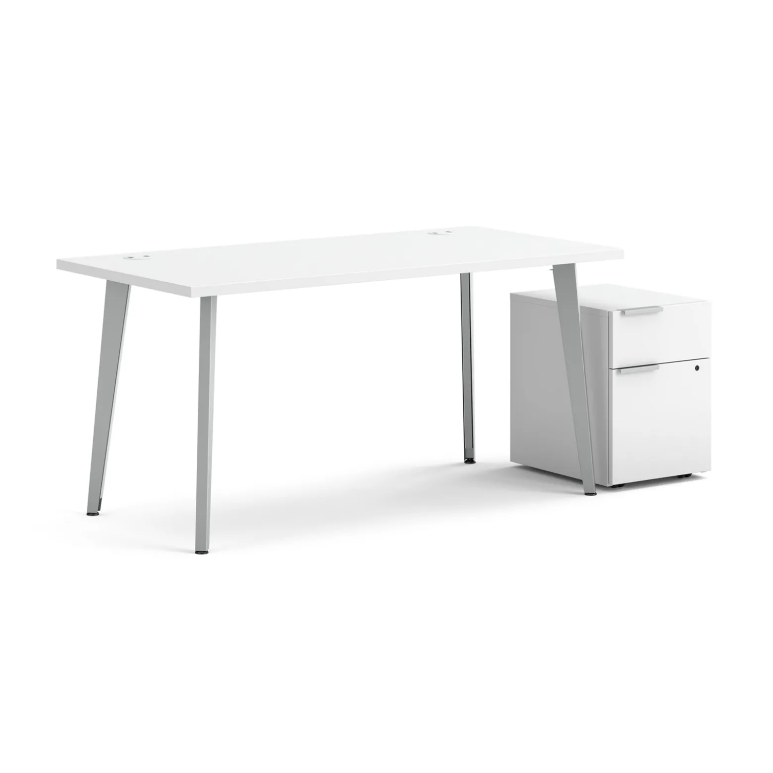 Voi Angled Leg Writing Desk w/ Pedestal - 60"W x 30"D