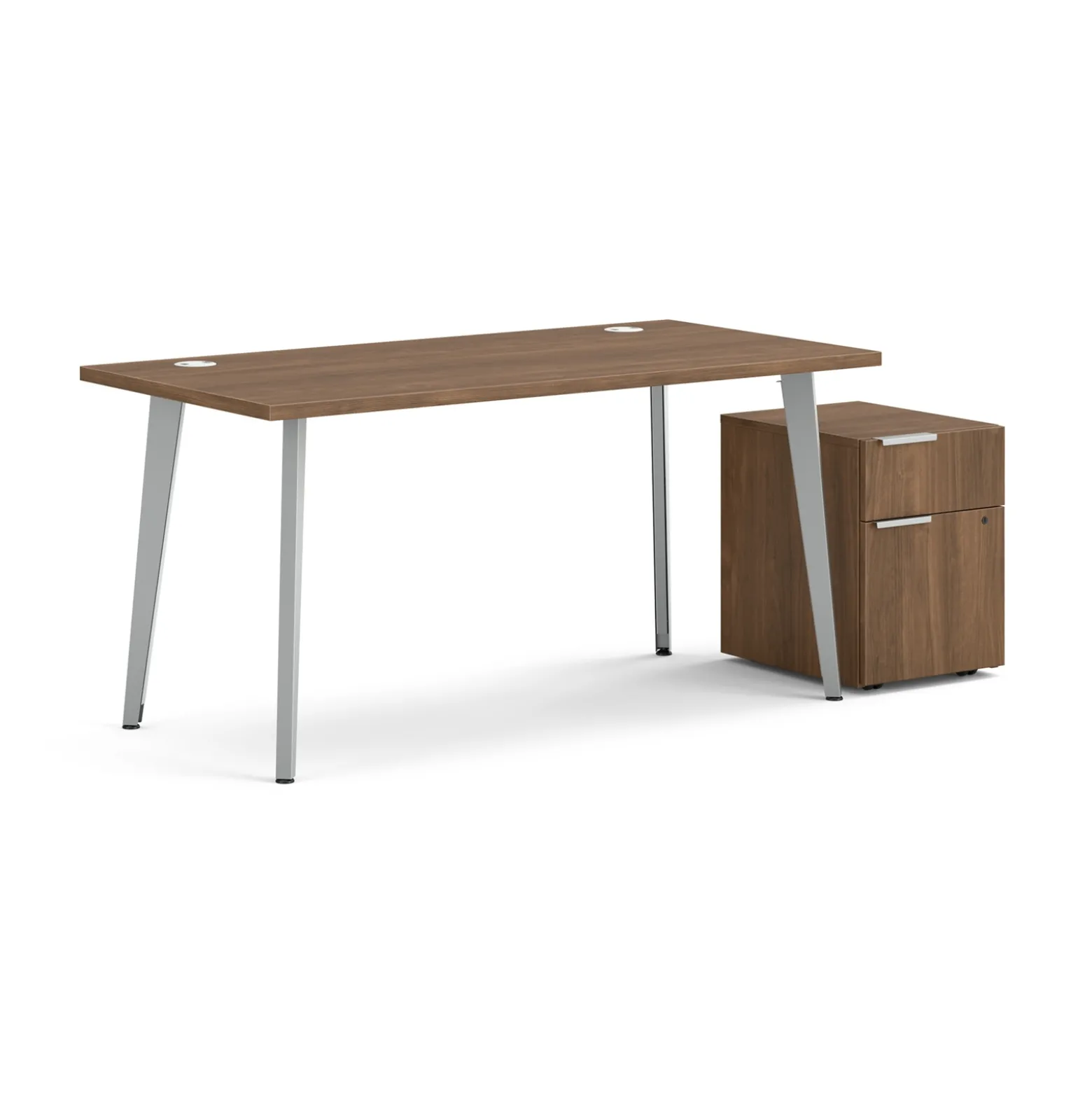 Voi Angled Leg Writing Desk w/ Pedestal - 60"W x 30"D