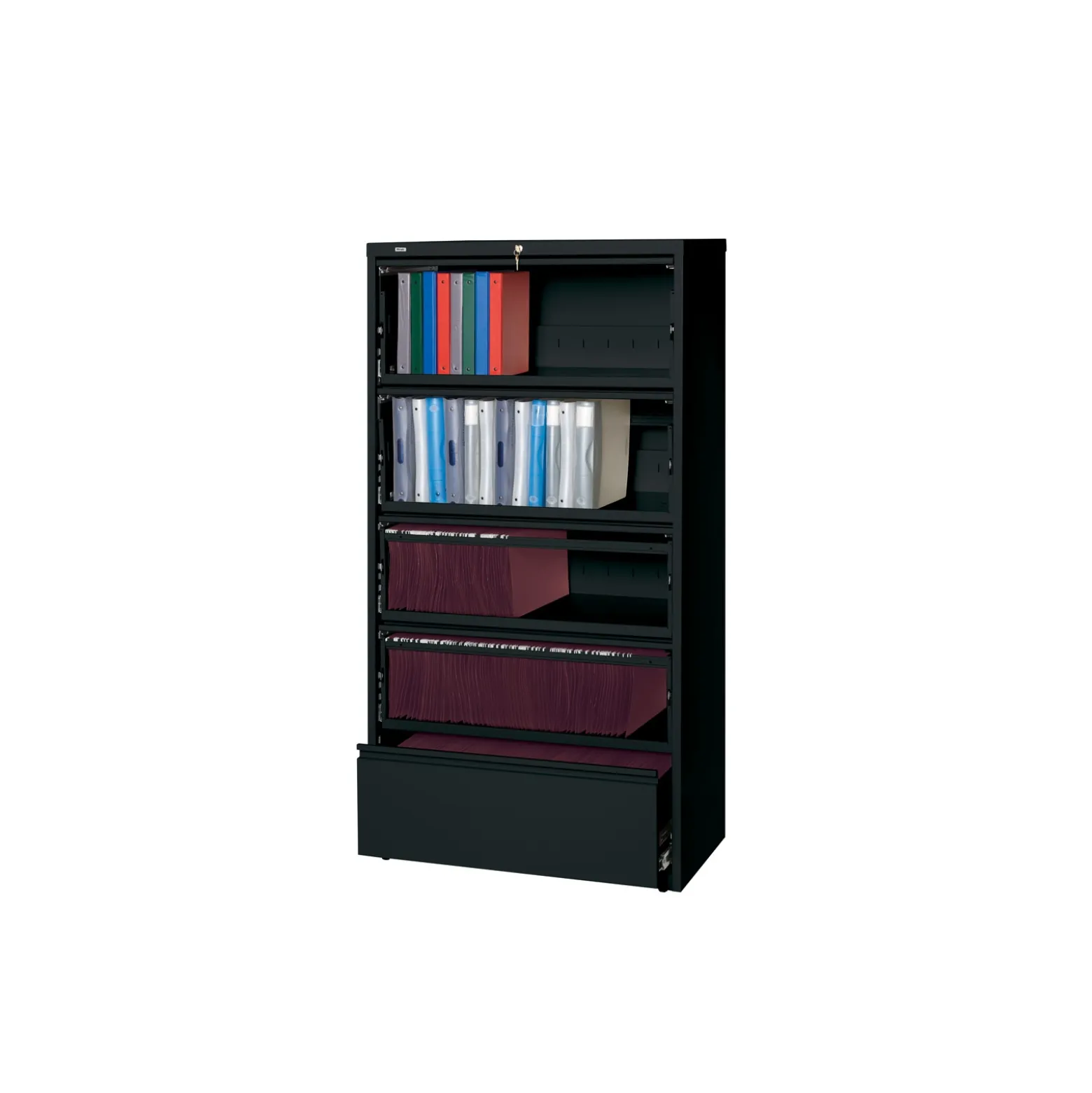 42"W Five Drawer Roll Out Binder Lateral File