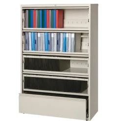 42"W Five Drawer Roll Out Binder Lateral File