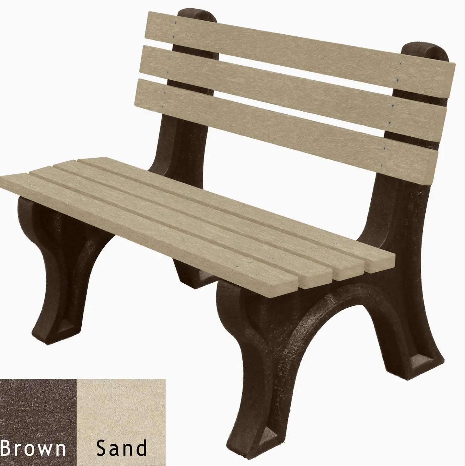 4'W Outdoor Bench with Backrest