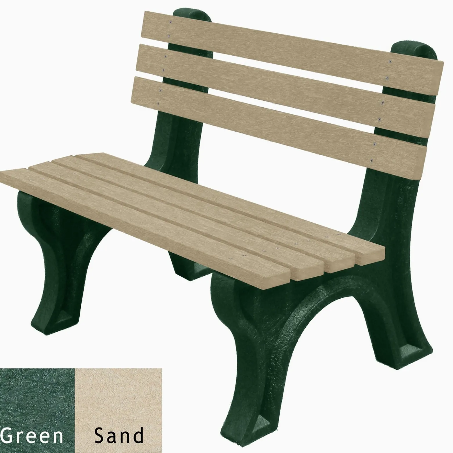4'W Outdoor Bench with Backrest