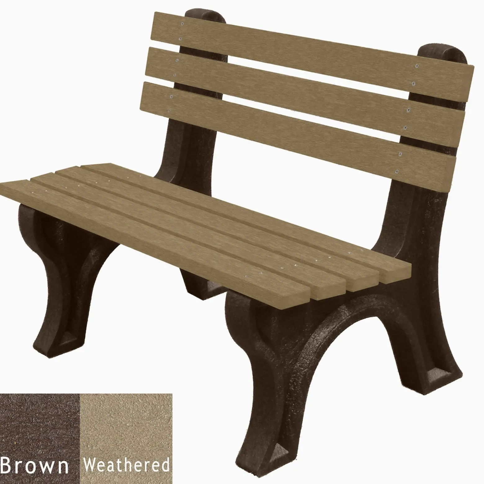 4'W Outdoor Bench with Backrest