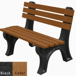 4'W Outdoor Bench with Backrest