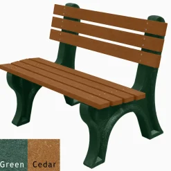 4'W Outdoor Bench with Backrest