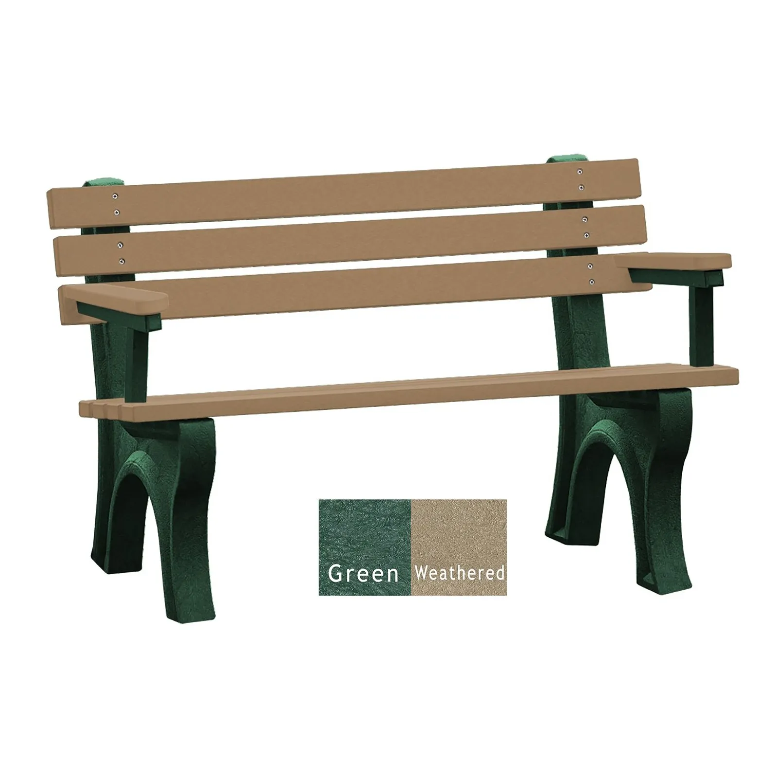 4'W Outdoor Bench with Backrest and Arms