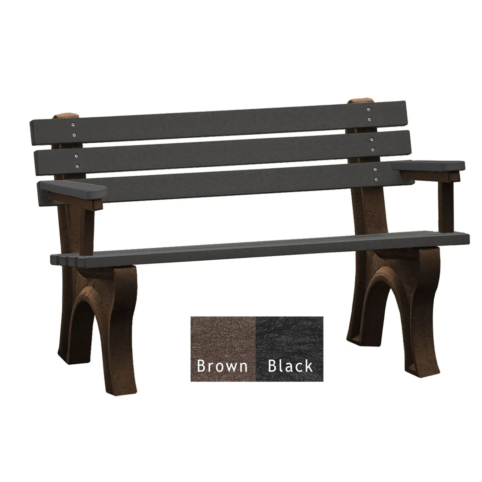 4'W Outdoor Bench with Backrest and Arms