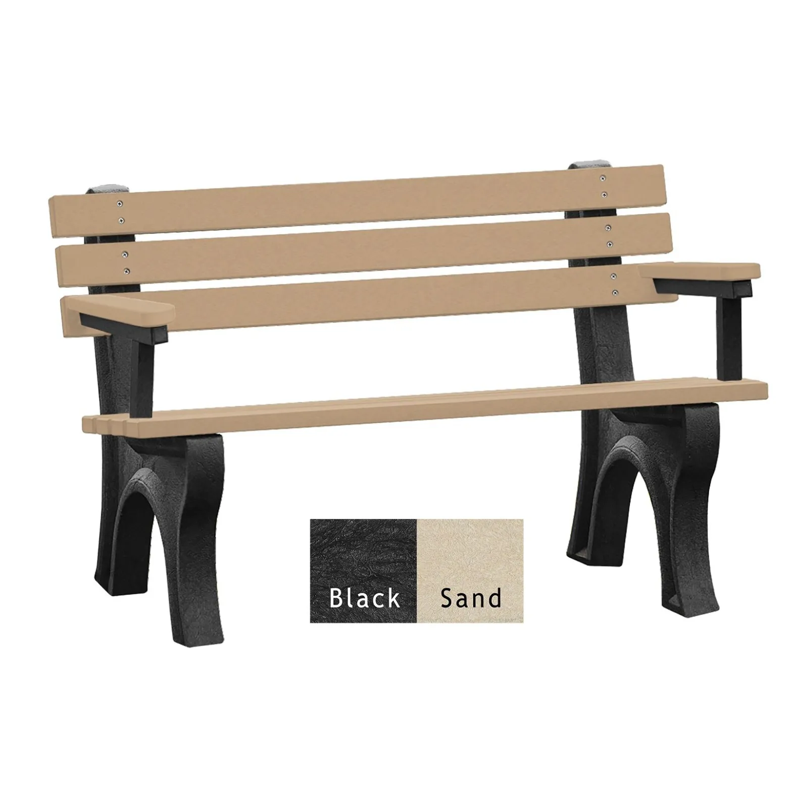 4'W Outdoor Bench with Backrest and Arms
