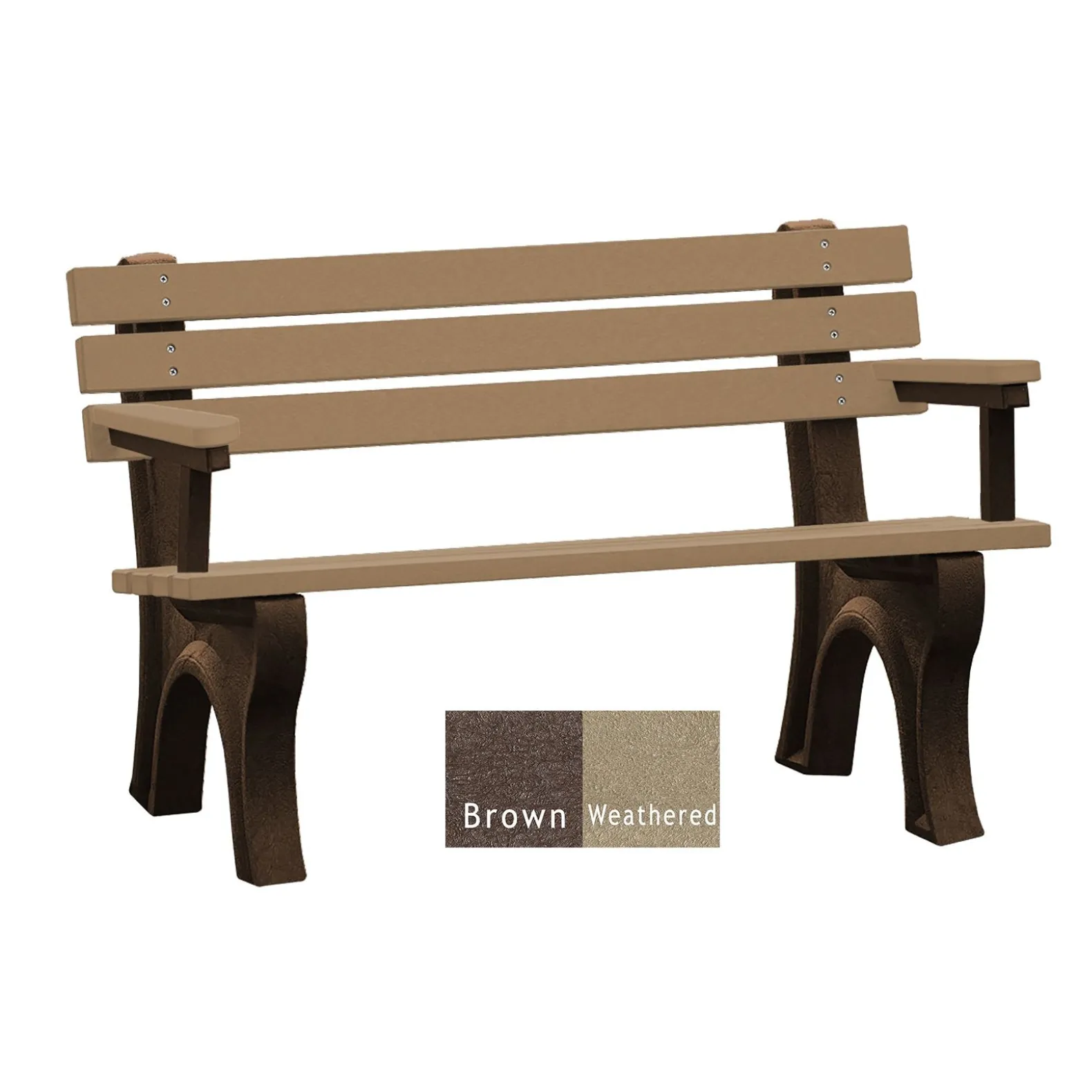 4'W Outdoor Bench with Backrest and Arms