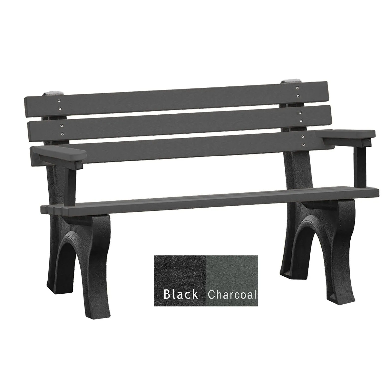 4'W Outdoor Bench with Backrest and Arms