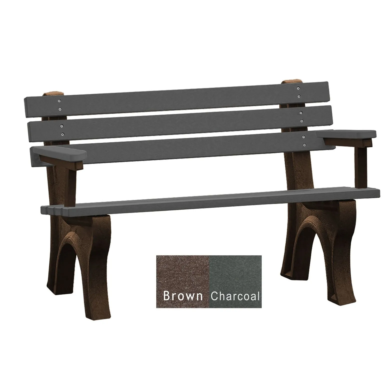 4'W Outdoor Bench with Backrest and Arms
