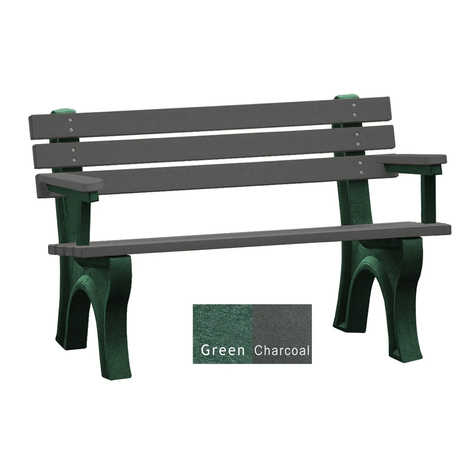 4'W Outdoor Bench with Backrest and Arms