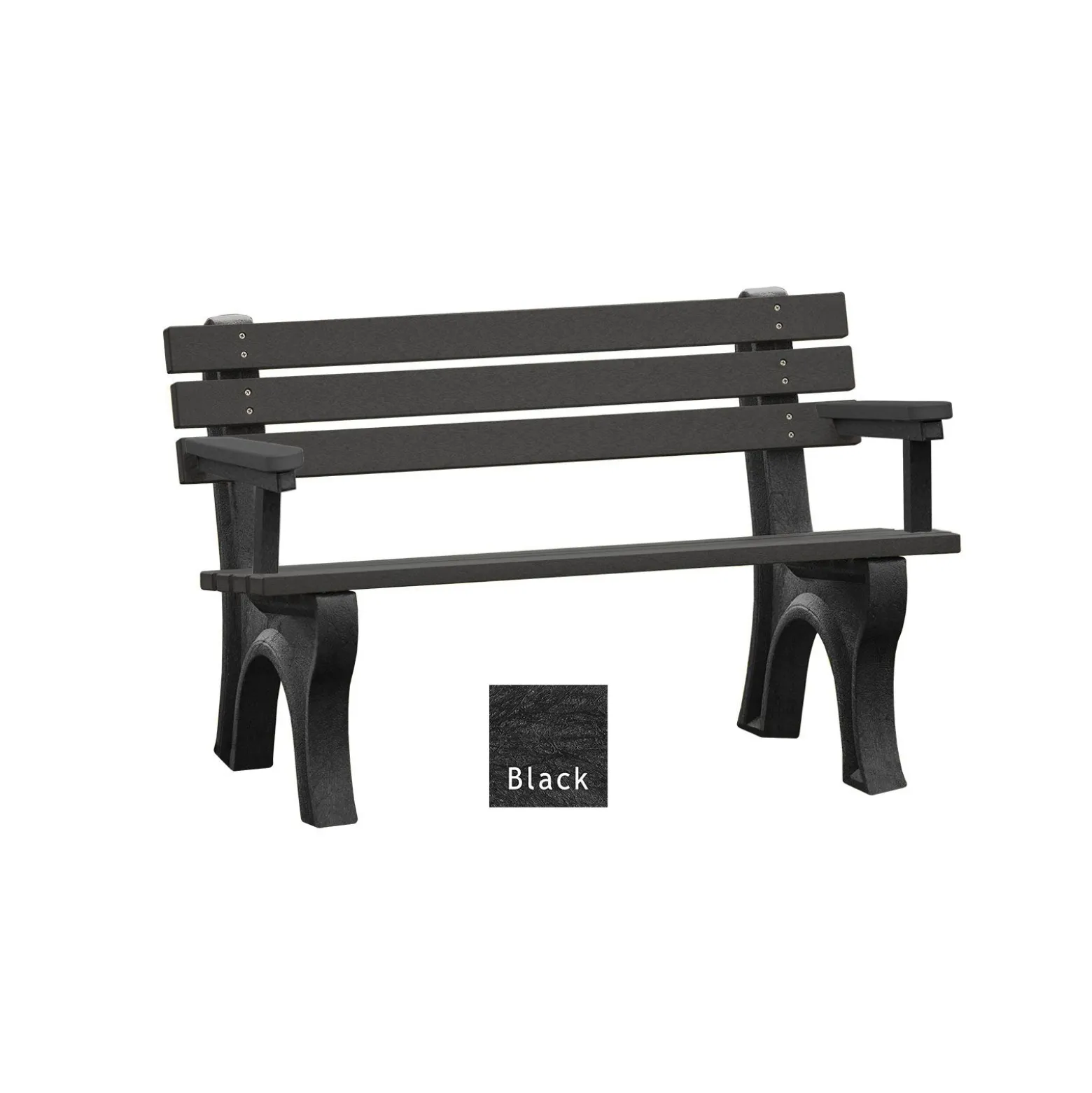 4'W Outdoor Bench with Backrest and Arms