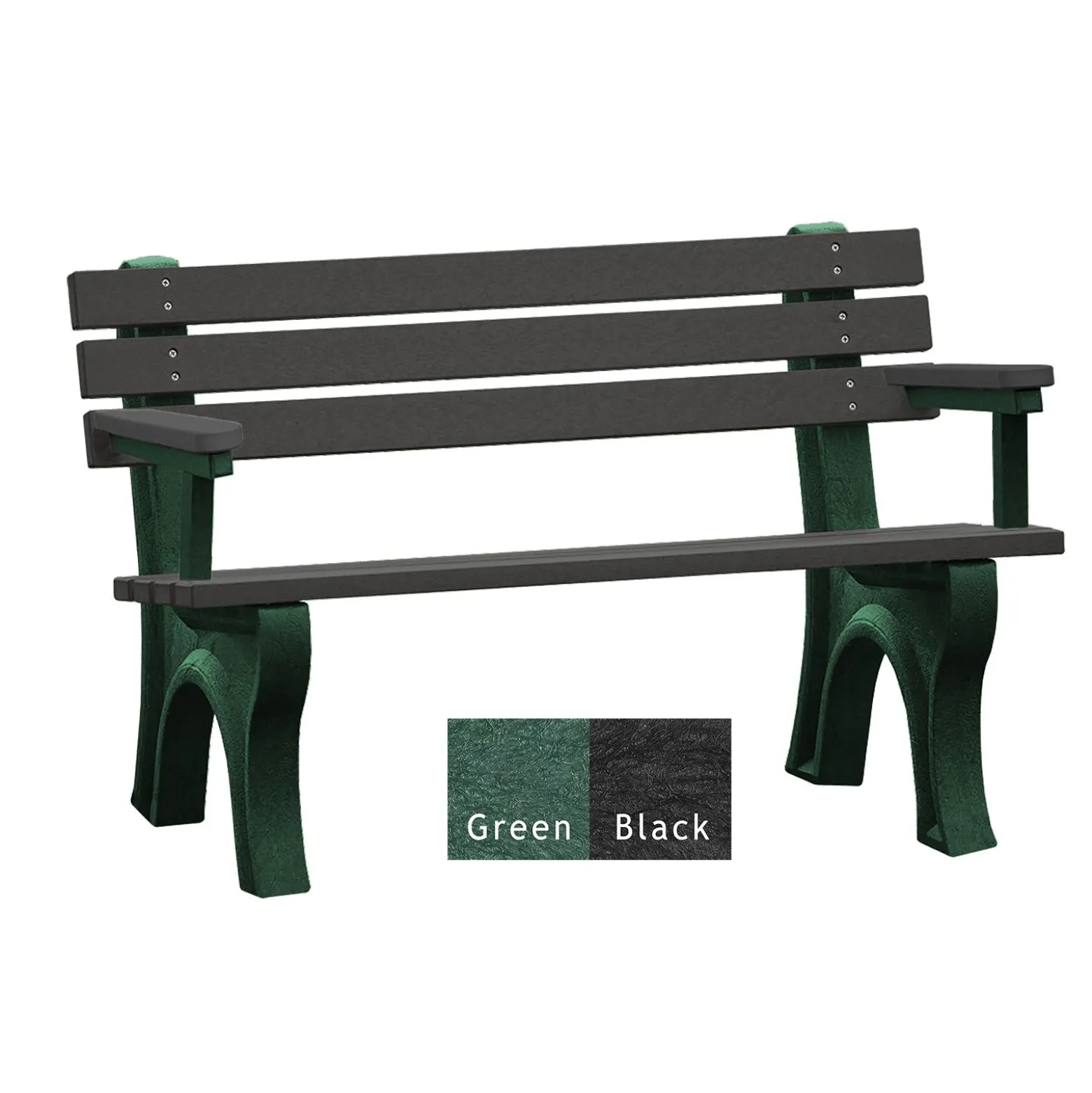 4'W Outdoor Bench with Backrest and Arms