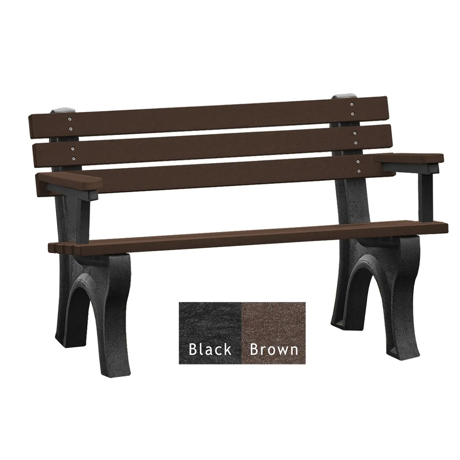 4'W Outdoor Bench with Backrest and Arms