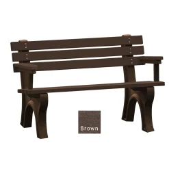 4'W Outdoor Bench with Backrest and Arms