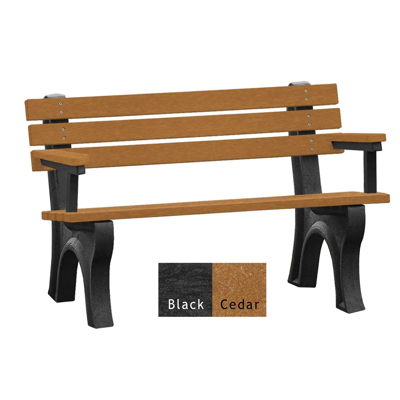 4'W Outdoor Bench with Backrest and Arms