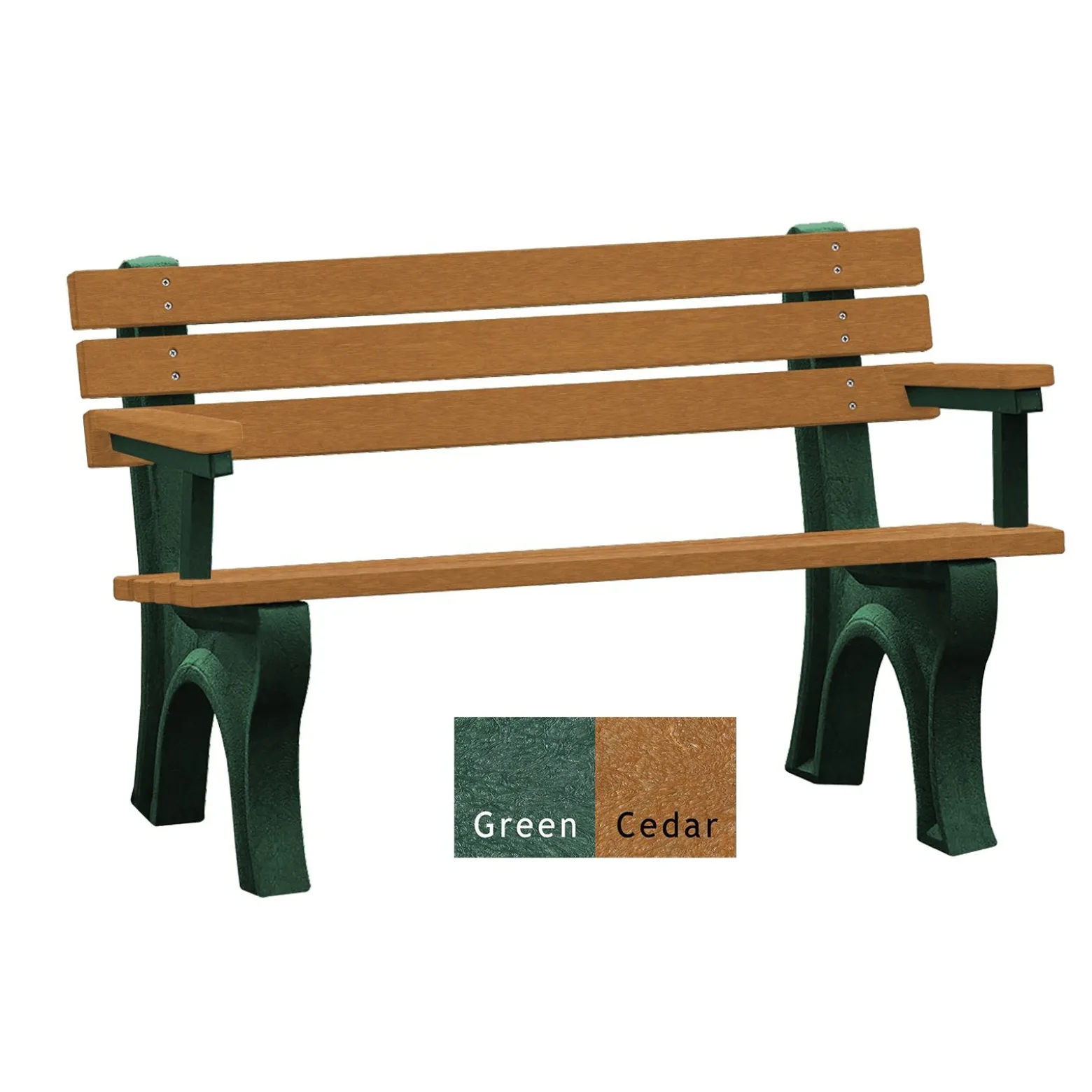 4'W Outdoor Bench with Backrest and Arms