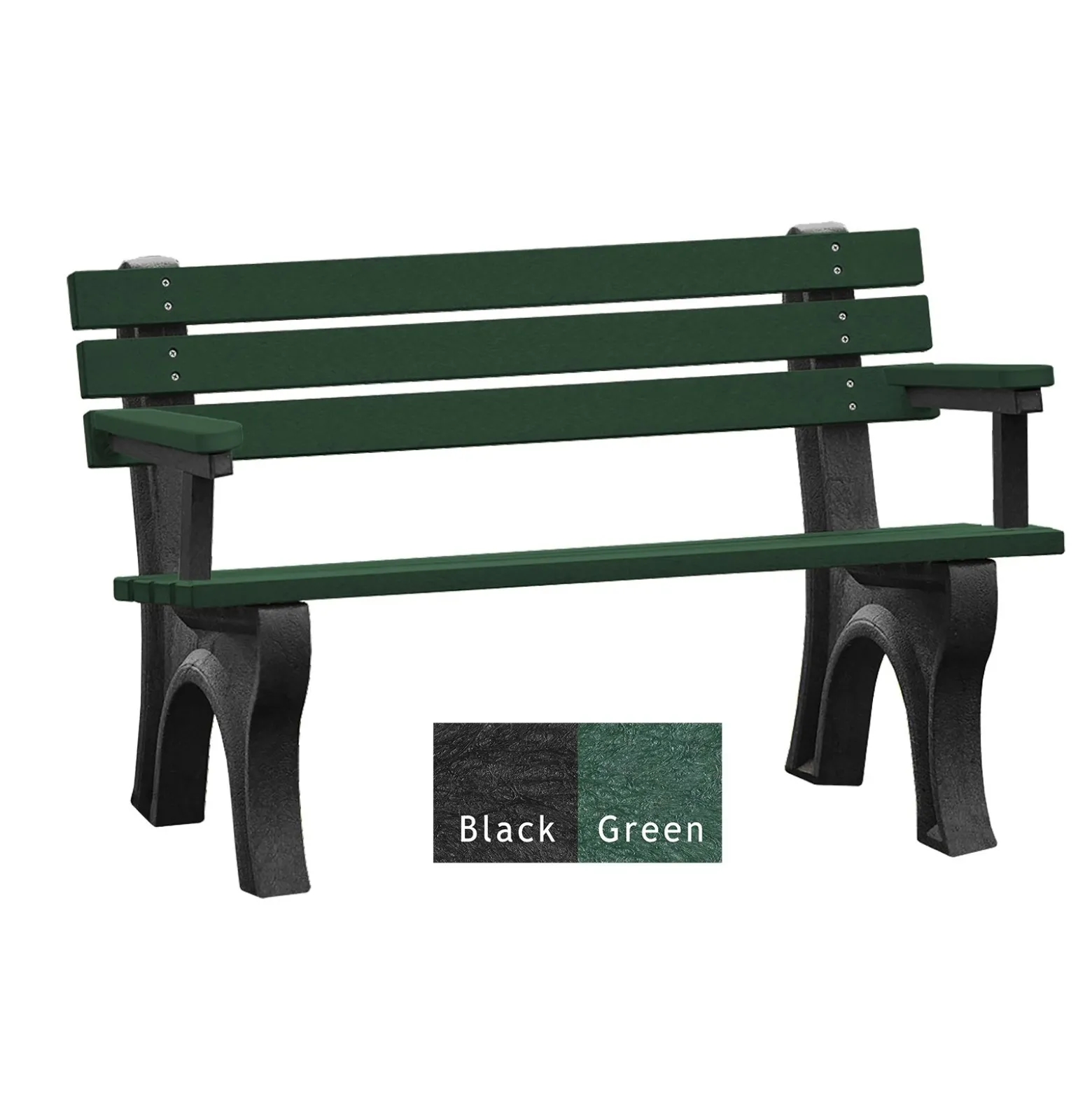 4'W Outdoor Bench with Backrest and Arms