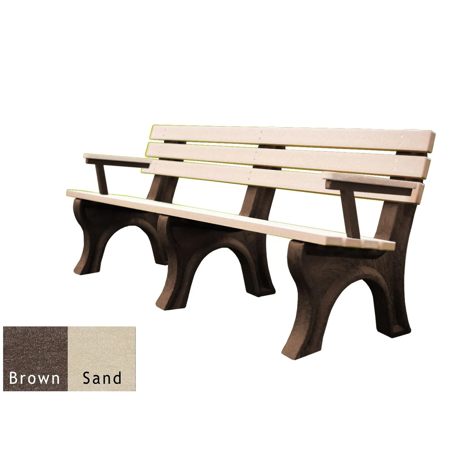 6'W Outdoor Bench with Backrest and Arms