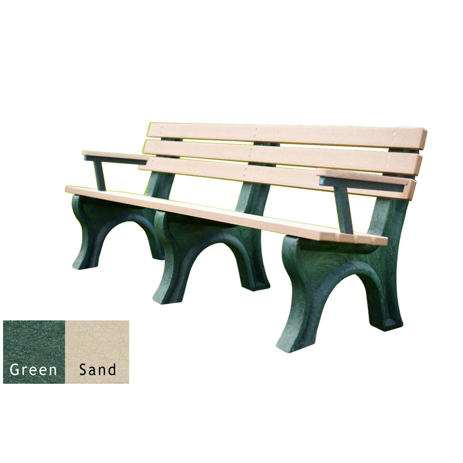 6'W Outdoor Bench with Backrest and Arms
