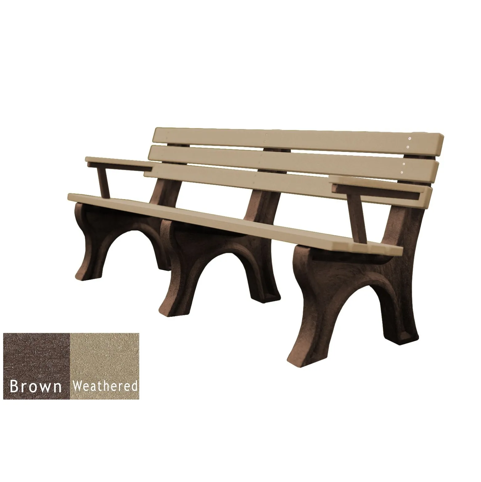 6'W Outdoor Bench with Backrest and Arms