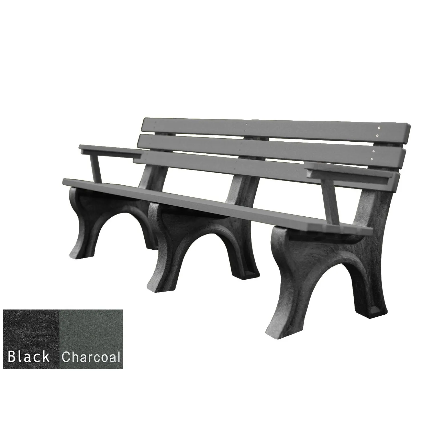 6'W Outdoor Bench with Backrest and Arms
