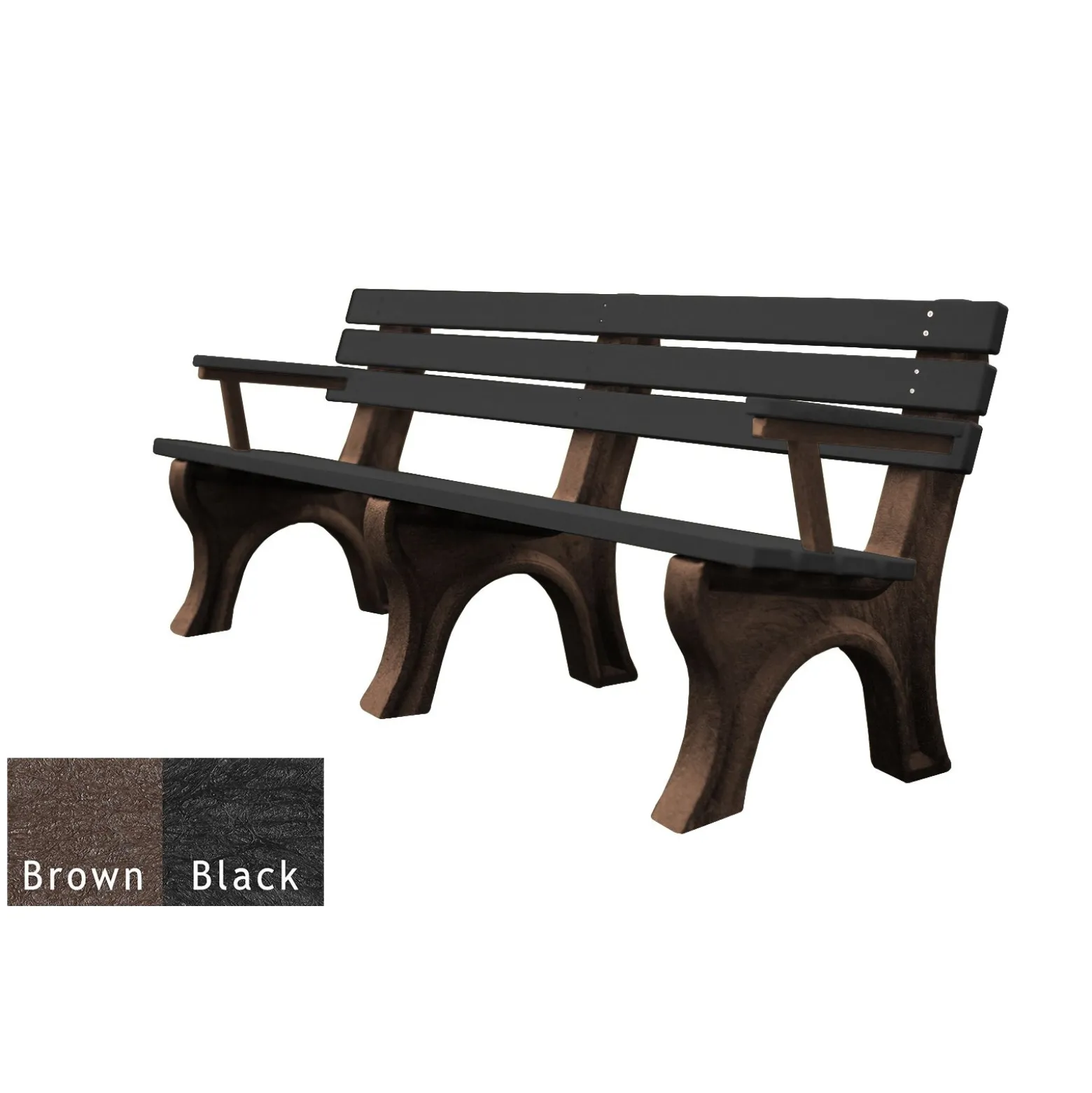 6'W Outdoor Bench with Backrest and Arms