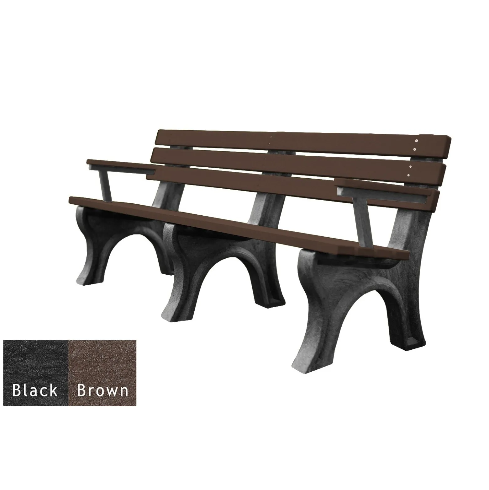 6'W Outdoor Bench with Backrest and Arms