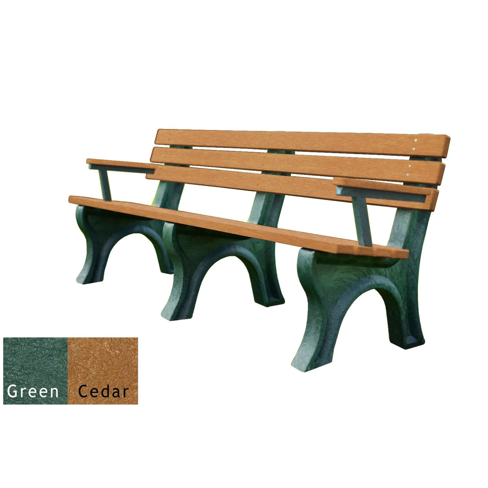 6'W Outdoor Bench with Backrest and Arms