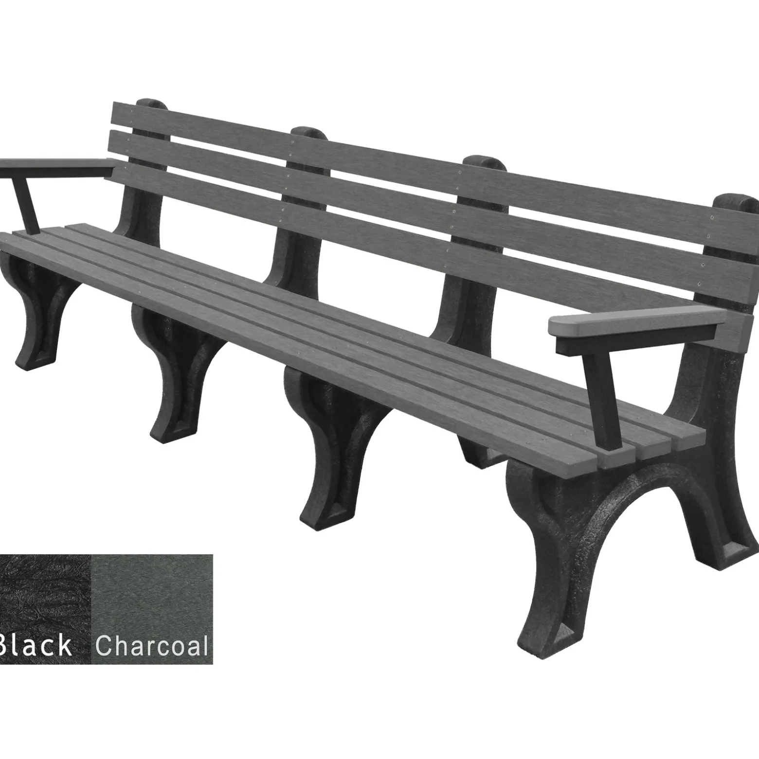 8'W Outdoor Bench with Backrest and Arms