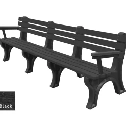 8'W Outdoor Bench with Backrest and Arms