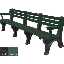 8'W Outdoor Bench with Backrest and Arms