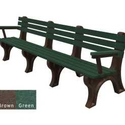 8'W Outdoor Bench with Backrest and Arms