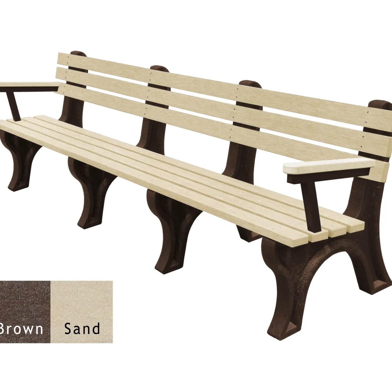8'W Outdoor Bench with Backrest and Arms