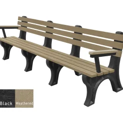 8'W Outdoor Bench with Backrest and Arms