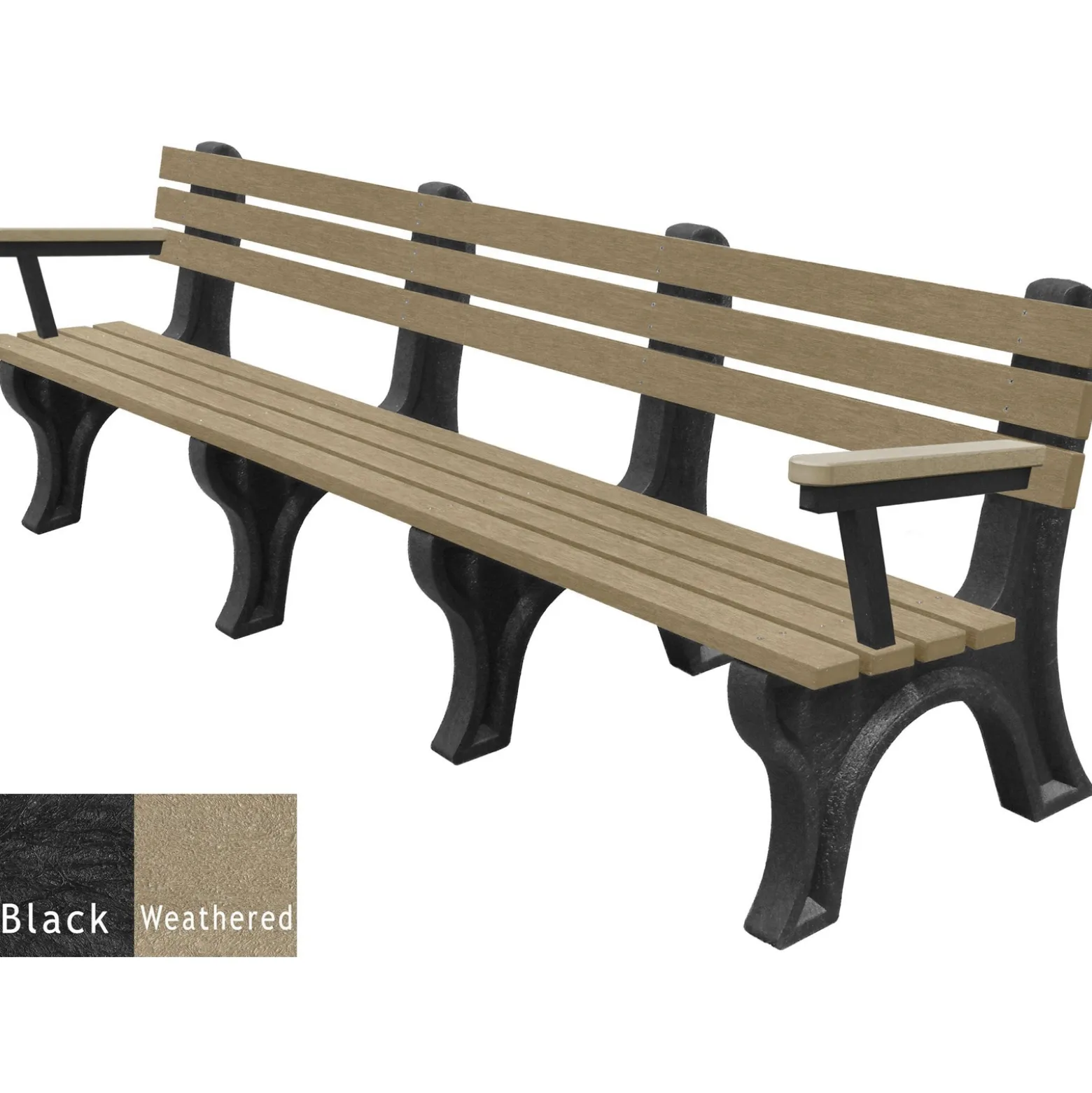 8'W Outdoor Bench with Backrest and Arms