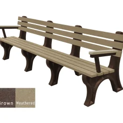 8'W Outdoor Bench with Backrest and Arms