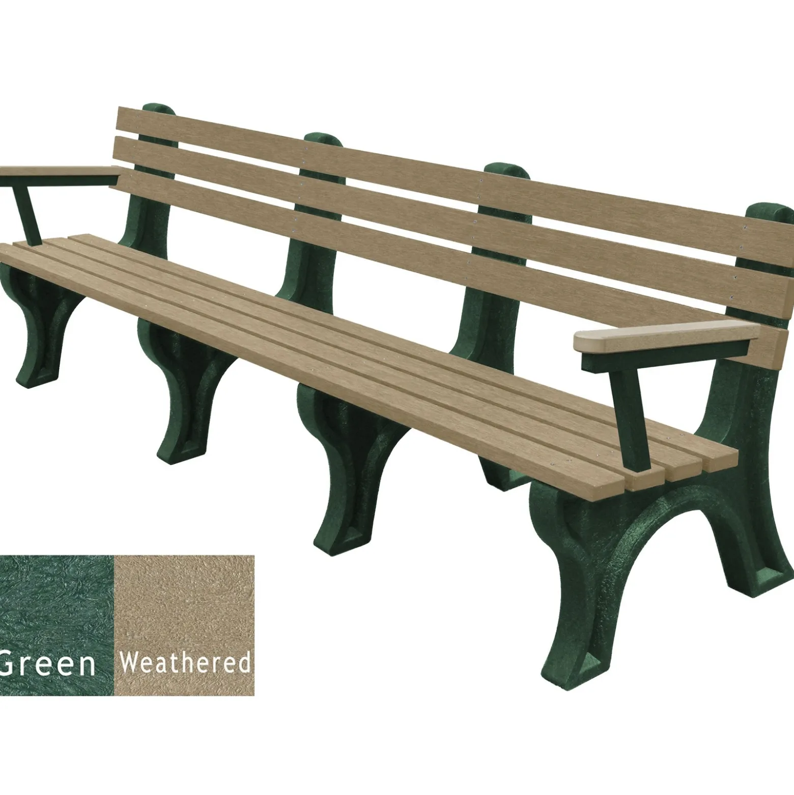 8'W Outdoor Bench with Backrest and Arms