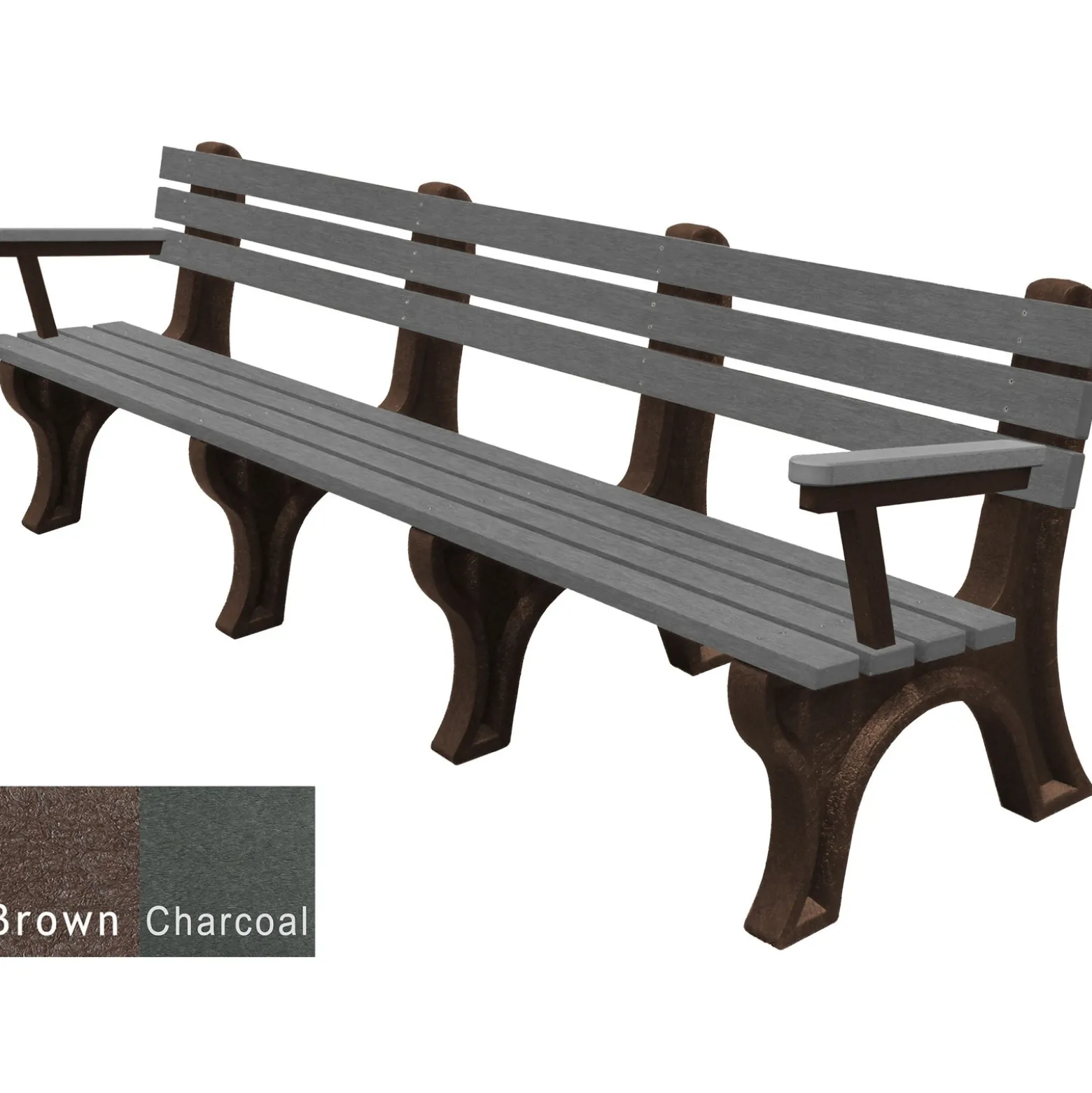 8'W Outdoor Bench with Backrest and Arms