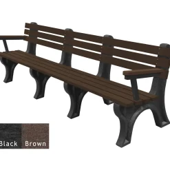 8'W Outdoor Bench with Backrest and Arms