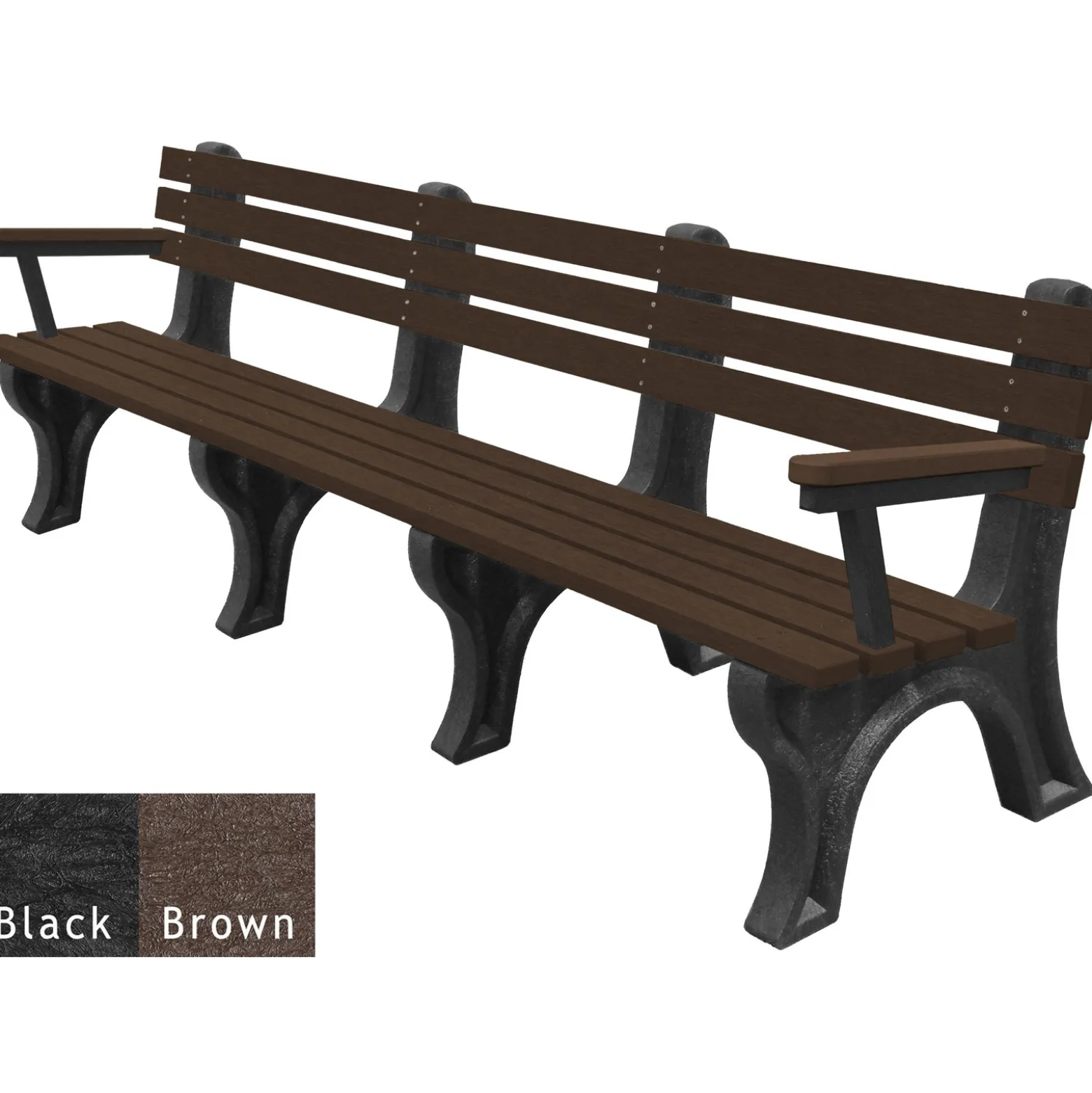 8'W Outdoor Bench with Backrest and Arms