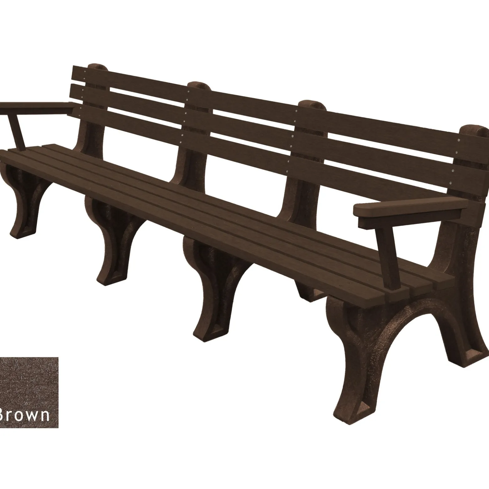 8'W Outdoor Bench with Backrest and Arms