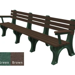8'W Outdoor Bench with Backrest and Arms