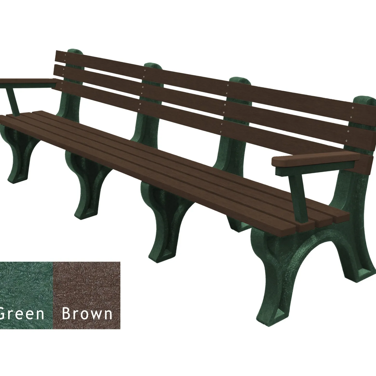 8'W Outdoor Bench with Backrest and Arms